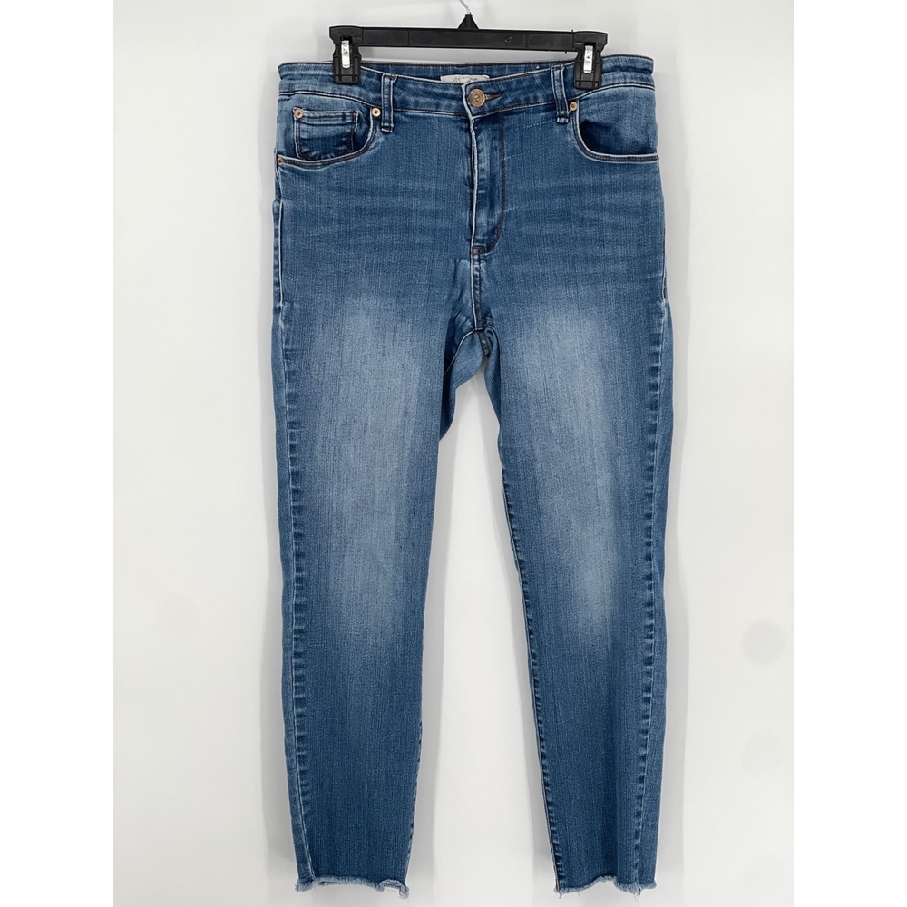 STS Blue Women Skinny Jeans Size 31 Medium Wash Raw Hem High Rise Stretch Denim